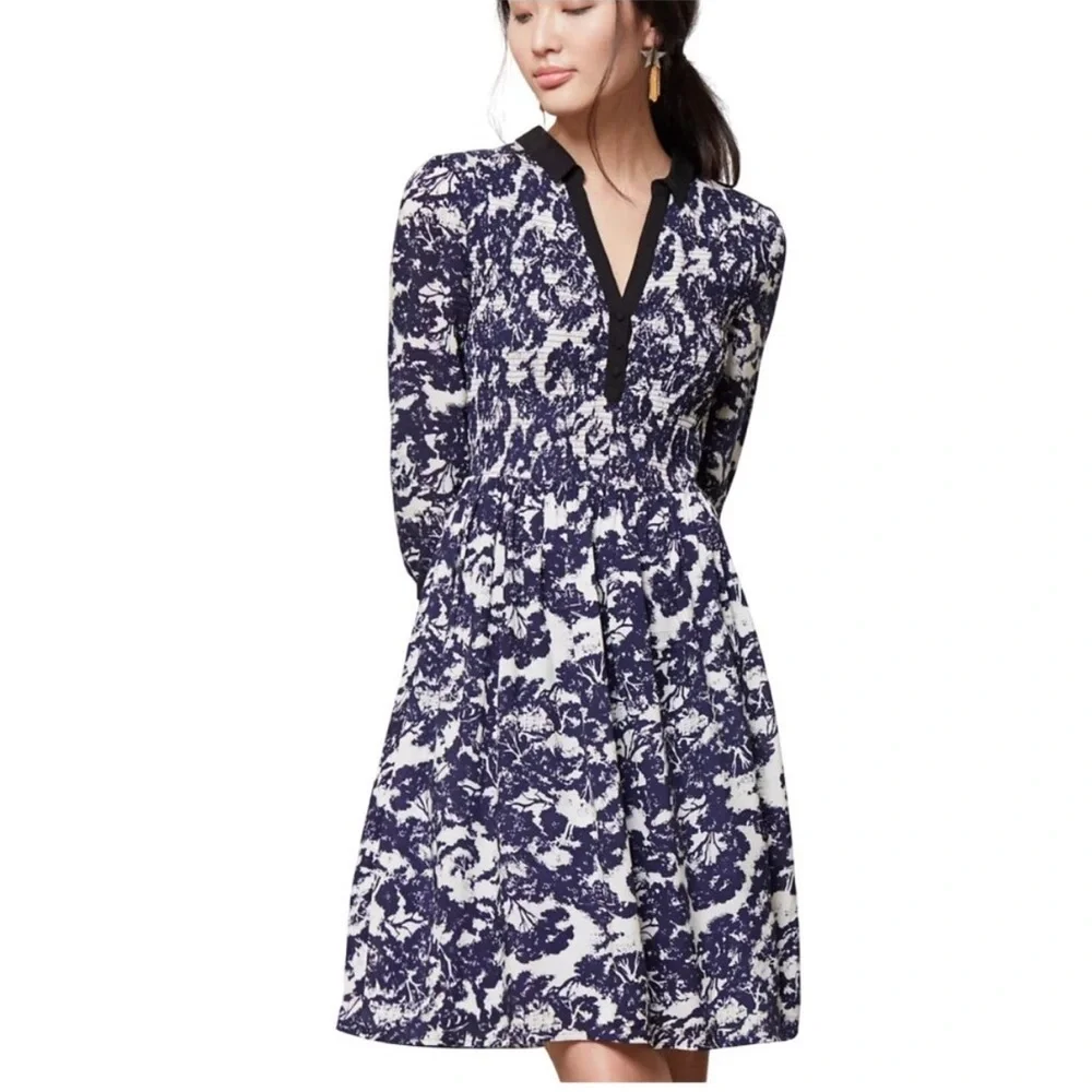 Anthropologie Sketchbook Shirt Dress size 6 P petite Edme & Esyllte navy white S